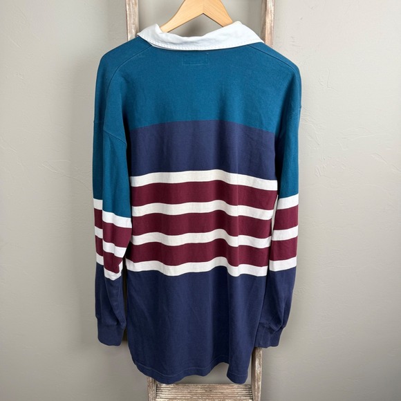 Vintage St.Johns Bay Striped Longsleeve Rugby Collar Shirt size Large - Picture 5 of 6